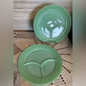 Vintage Fireking Jadeite Divided plates. Set of 2